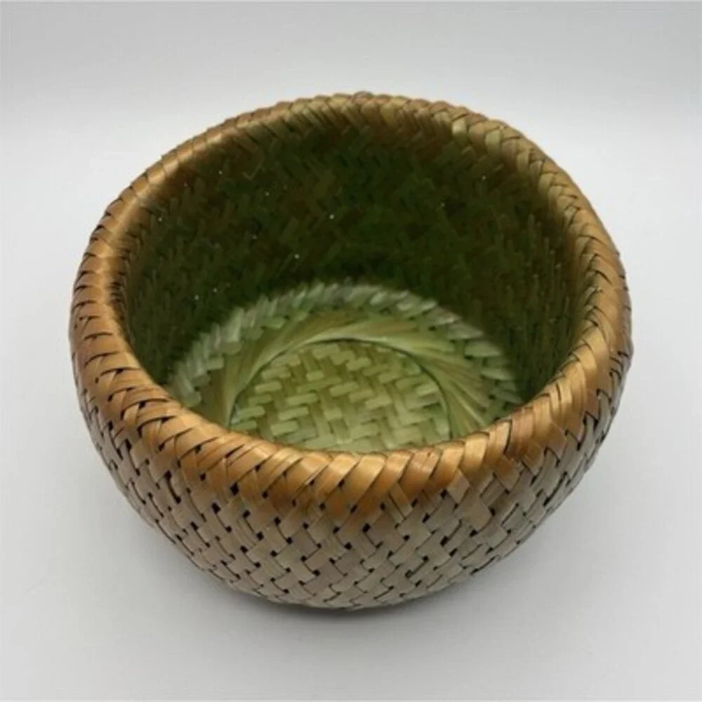 bambu vintage Crate & Barrel Bamboo Green Gradient Decorative Basket